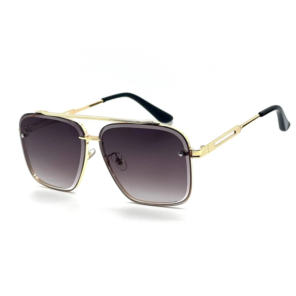 Men's Gold‎ Rimmed Aviator Sunglasses Gradient Lenses Metal Frame Modern Lentes
